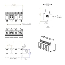 WEIDMÜLLER LX15.00/01/904.5SNBKBX Hochstrom-Leiterplattenklemme, 1-polig, 25mm²