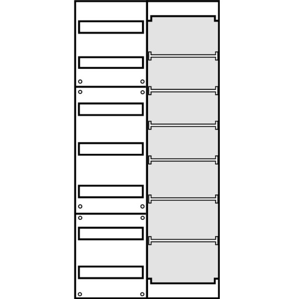 Aufputz Wandverteiler Komplettschrank, IP43, 1x7-reihig, 1x Mediafeld