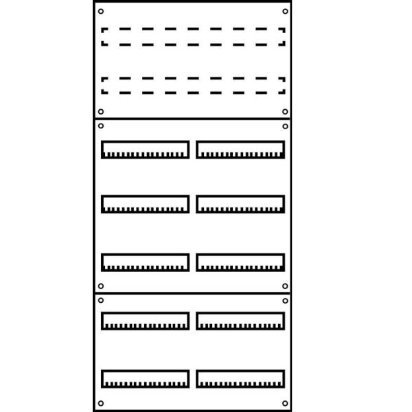 Aufputz Wandverteiler Komplettschrank, IP43, 2x7-reihig, 168TE (48TE Klemmraum)