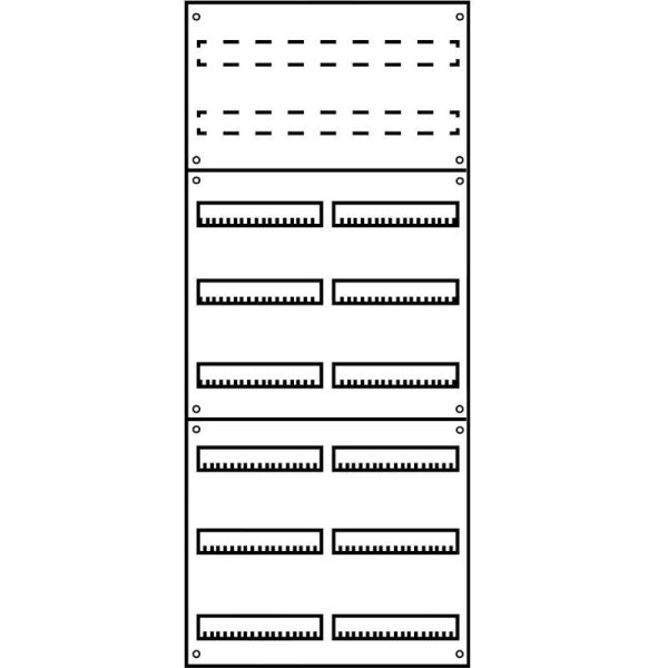 Aufputz Wandverteiler Komplettschrank, IP43, 2x8-reihig, 192TE (48TE Klemmraum)