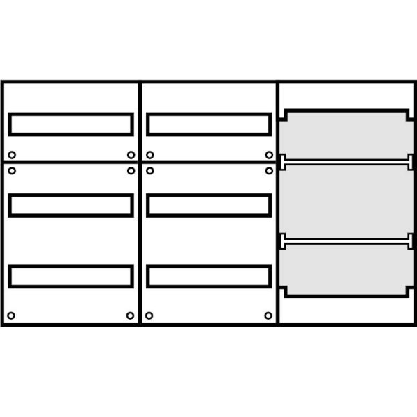 Aufputz Wandverteiler Komplettschrank, IP43, 2x3-reihig, 1x Mediafeld