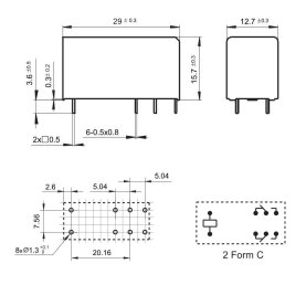 HONGFA HF115F-A/230-2ZS4BF PCB Leistungsrelais, 230V~, 2 Wechsler, 8A/250V~