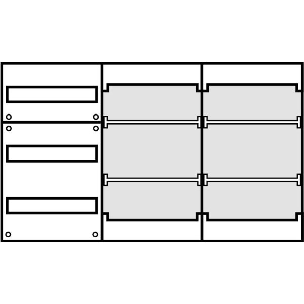 Aufputz Wandverteiler Komplettschrank, IP43, 1x3-reihig, 2x Mediafeld