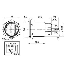 22mm Edelstahl-Drucktaster mit LED-Beleuchtung und Klingelsymbol, IP67