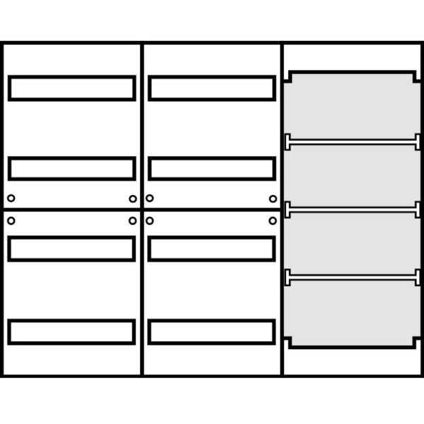 Aufputz Wandverteiler Komplettschrank, IP43, 2x4-reihig, 1x Mediafeld