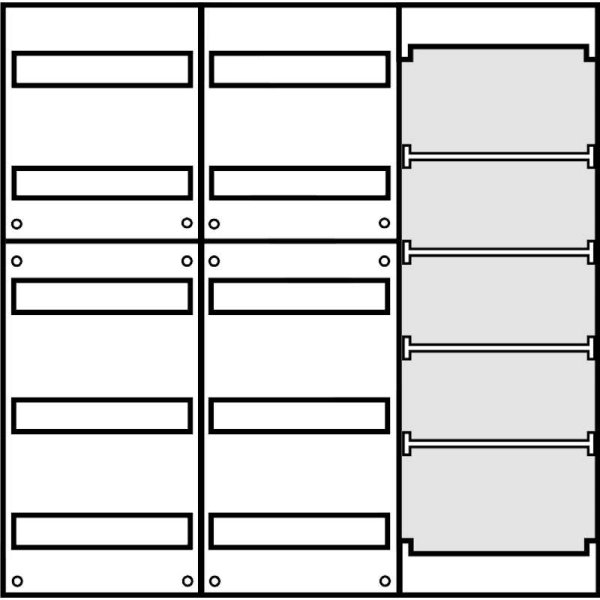 Aufputz Wandverteiler Komplettschrank, IP43, 2x5-reihig, 1x Mediafeld