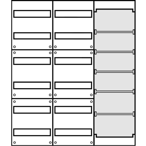 Aufputz Wandverteiler Komplettschrank, IP43, 2x6-reihig, 1x Mediafeld