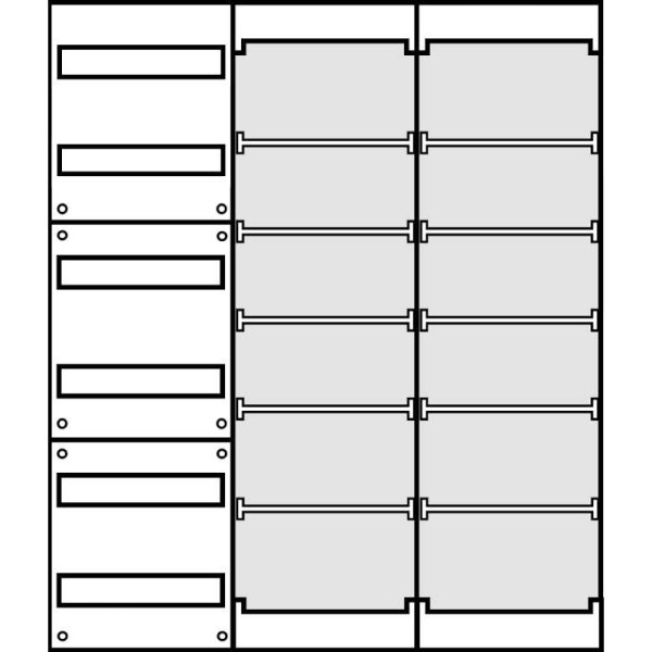 Aufputz Wandverteiler Komplettschrank, IP43, 1x6-reihig, 2x Mediafeld