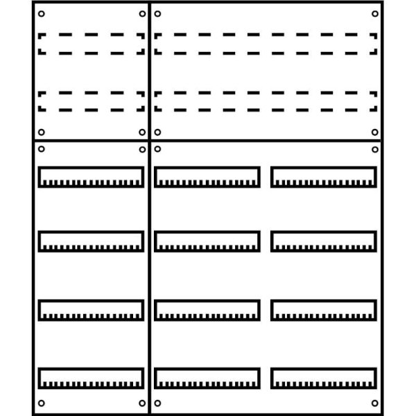 Aufputz Wandverteiler Komplettschrank, IP43, 3x6-reihig, 216TE (72TE Klemmraum)