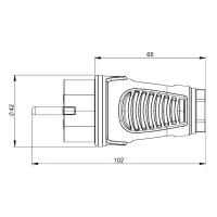 Gummi-Schutzkontaktstecker Schwarz | 16A 250VAC gerade