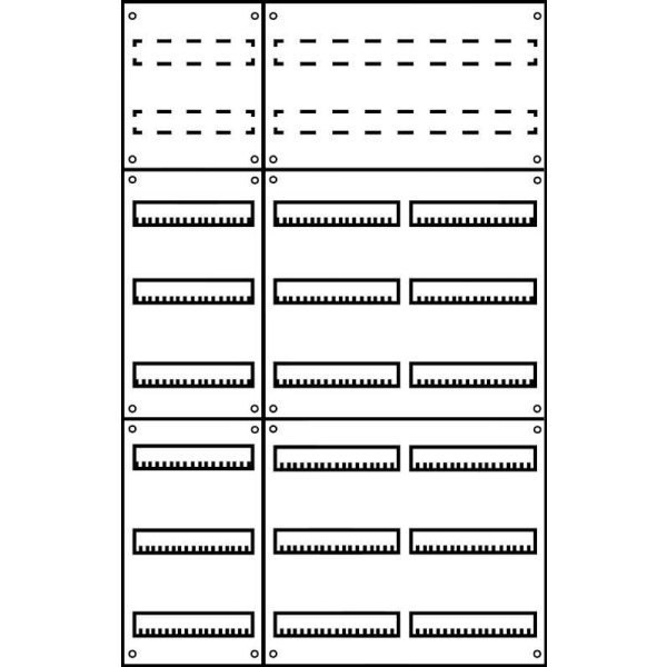 Aufputz Wandverteiler Komplettschrank, IP43, 3x8-reihig, 276TE (72TE Klemmraum)