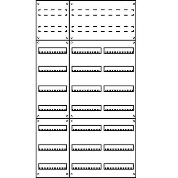 Aufputz Wandverteiler Komplettschrank, IP43, 3x9-reihig, 324TE (72TE Klemmraum)