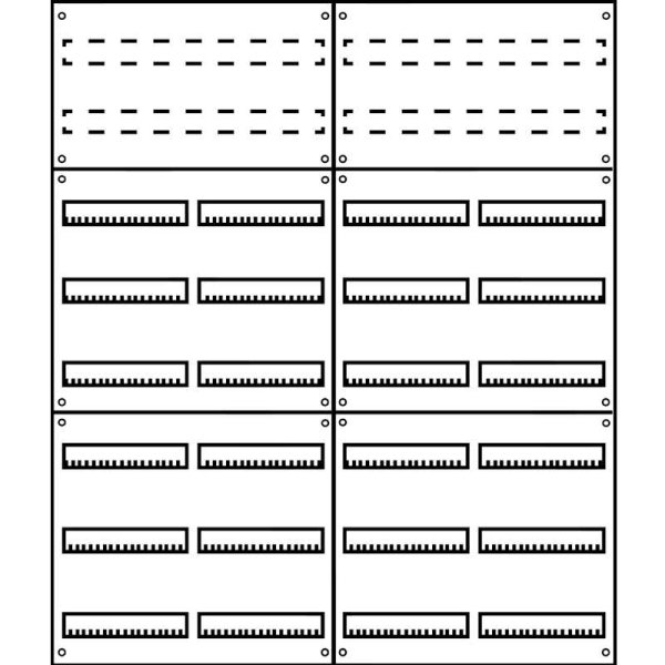 Aufputz Wandverteiler Komplettschrank, IP43, 4x8-reihig, 384TE (96TE Klemmraum)