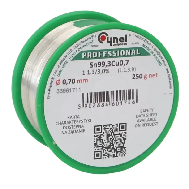 Lötzinn 0,7mm bleifrei | Sn99,3Cu0,7 | 250g Spule