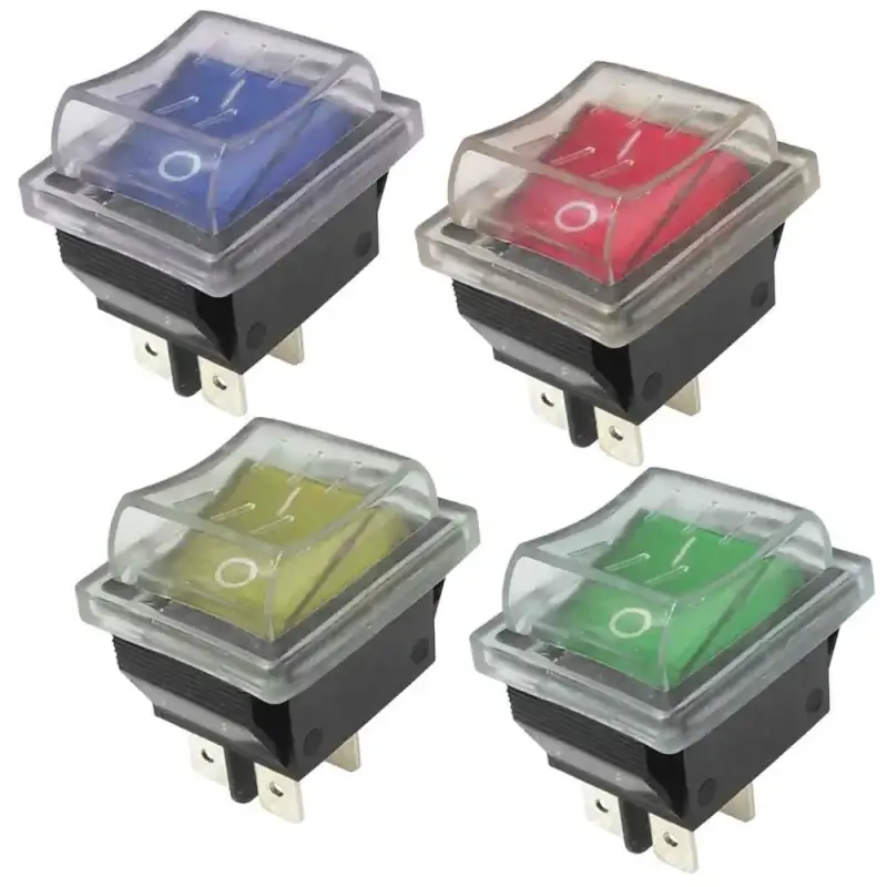 Kontroll-Wippschalter 30x22mm Schutzkappe | 2-polig EIN/AUS 15A 250VAC | 0/I