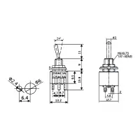 Miniatur-Kippschalter | 2-polig EIN/AUS/EIN 3A 250VAC | Lötösen 10 Stück