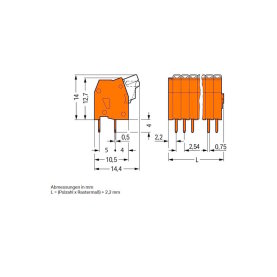 WAGO 234-505 Leiterplattenklemme CAGE CLAMP®, 5-polig, RM2,54, orange