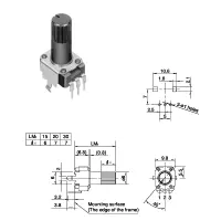 ALPS RK09K1130A5R Potentiometer 10K lin | stehend 20mm | Achse 6mm rund
