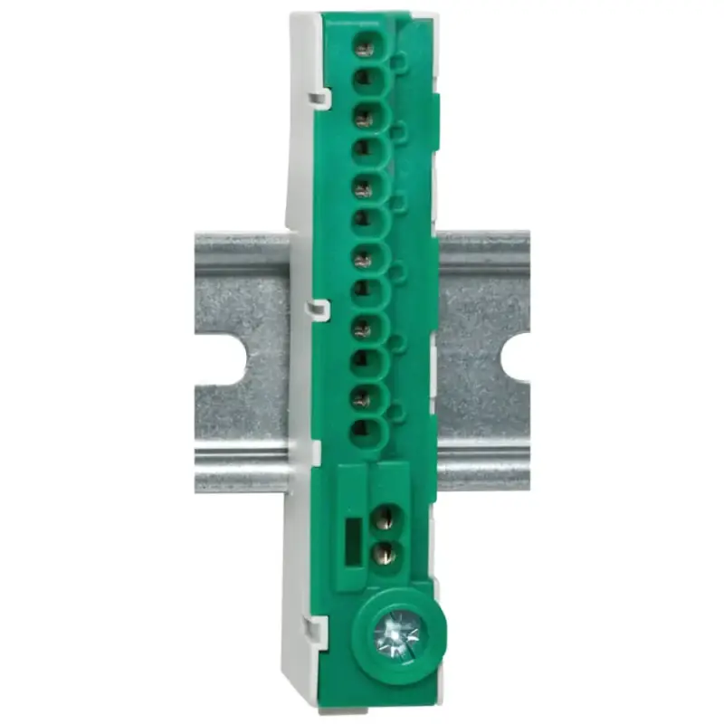 PE-Steckklemme für Hutschiene, Grün | 12x2,5mm², 2x4mm²