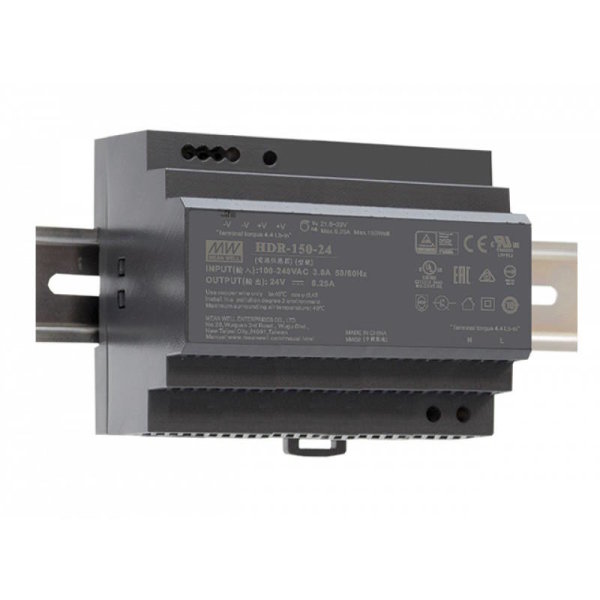 MeanWell Serie HDR-150, 150W Schaltnetzteile für 35mm DIN-Schiene, schwarz