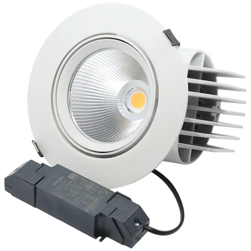 AURA LIGHT Salvia LED Einbaustrahler, dreh-/schwenkbar, 200mm, 34W, 930, 36°, weiß