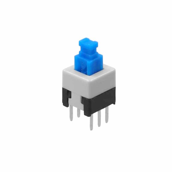 Drucktaster, 7x7mm, 2-polig, EIN/(EIN), 0,1A/30V, RM2, Taste 2x3mm blau, 10 Stück