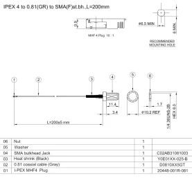 WELLSHOW Antennen-Adapterkabel, SMA Buchse & I-PEX MHF® 4 Stecker, 20cm