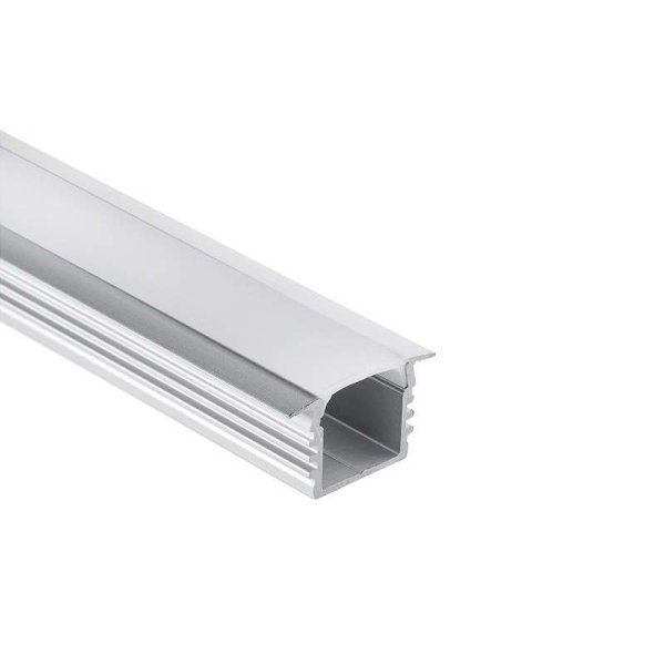 Aluminiumprofil für LED-Streifen bis 12mm, Einbau, 17/23mm, Opal-Abdeckung, 2m