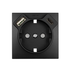 EFAPEL LOGUS 90, schwarz matt, Zentralplatte USB-A + USB-C