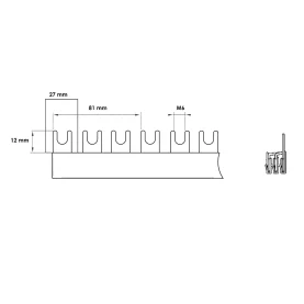 Gabel-Phasenschiene, L-Form, 3-polig, 16mm², 39TE...