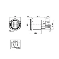 19mm Edelstahl-Taster IP67 | 1S/1Ö 3A 250VAC | 12V...