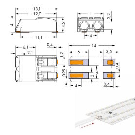 WAGO 2060-452/998-404 Push-in SMD-Leiterplattenklemme, RM4, 2-polig, 10 Stück