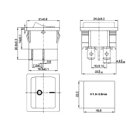 Wippenschalter, 22x19mm, 2-polig, EIN/AUS, 6A/250V, I/O,...