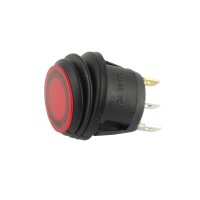 DC-Wippschalter IP65 Einbau-Ø 25mm | 1-polig EIN/AUS 20A 12V | LED Rot
