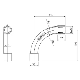 GEWISS DX40132 Steckbogen, 90°, für 32mm Elektro-Stangenrohr, grau, 3 Stück