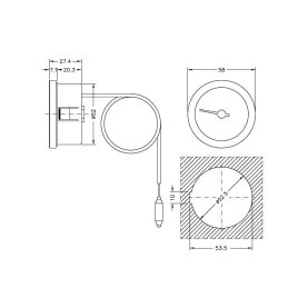 Thermometer T52P mit 1m Kapillare, Ø 52mm, 0-120°C, schwarz