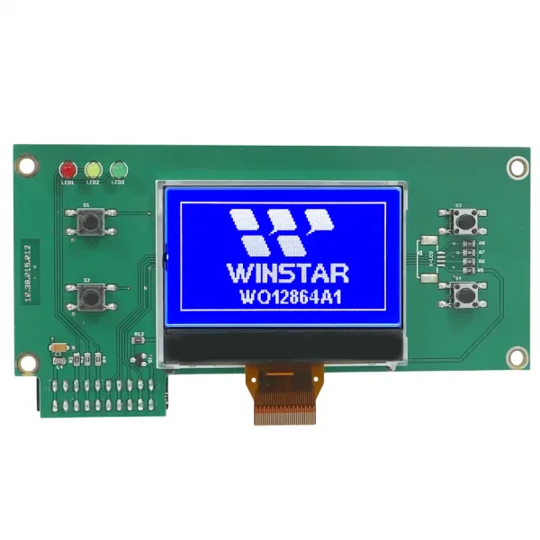 Platine mit WINSTAR WO12864A1-TMI# LCD-Grafikdisplay, 128x64 COG, blau, ST7565P