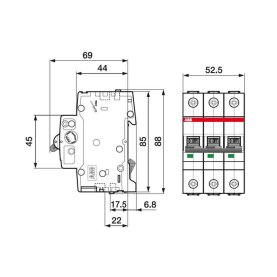 ABB S203-B20 Leitungsschutzschalter, 20A, 3-polig,...