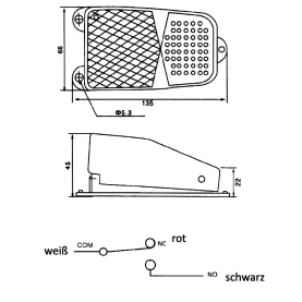 Fußschalter, Alu, 10A, 250V~, 1 Wechsler, 1,8m Kabel, gelb